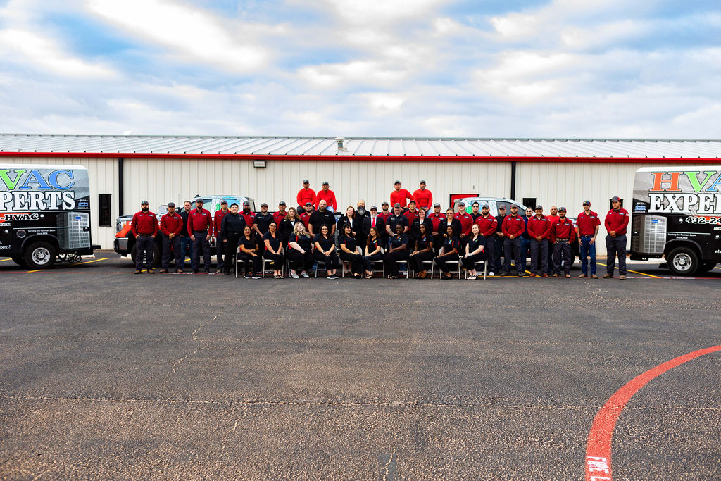 The HVAC Experts team outside the Odessa shop